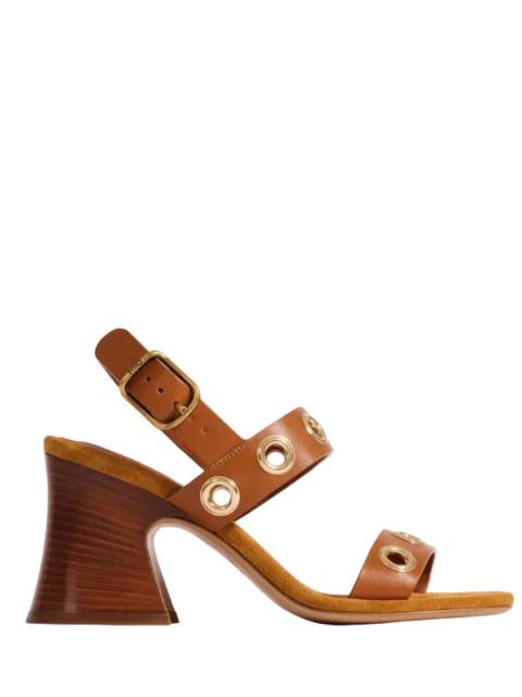 Chloé Janis Heeled Sandal in Ginger Brown