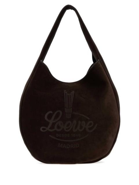 Loewe Loewe Men Dark Brown Suede Roomy Shopping Bag