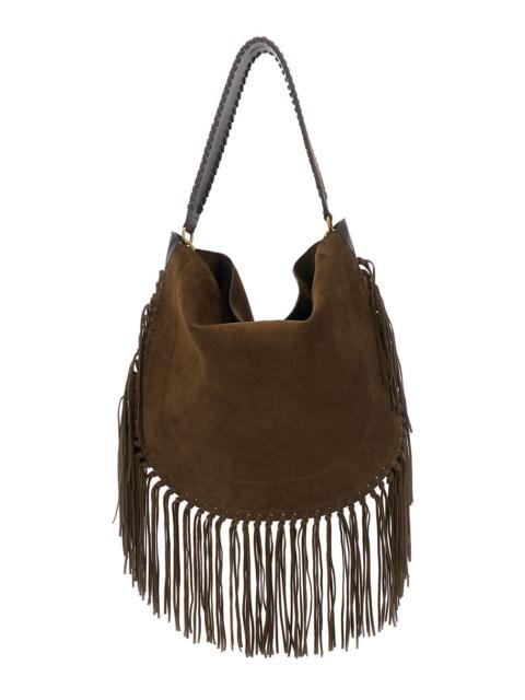 Isabel Marant Isabel Marant Women 'Oksan' Brown Shoulder Bag With Oversize Fringes And Removable Handle In Suede W