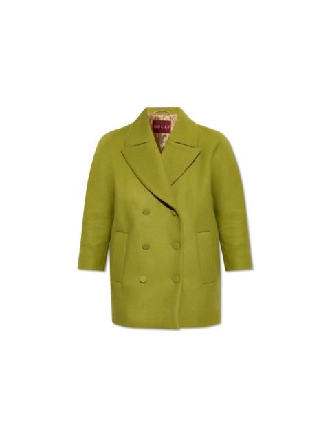 GUCCI GUCCI Green Wool Coat New & Authentic (Women's size:IT 40;)