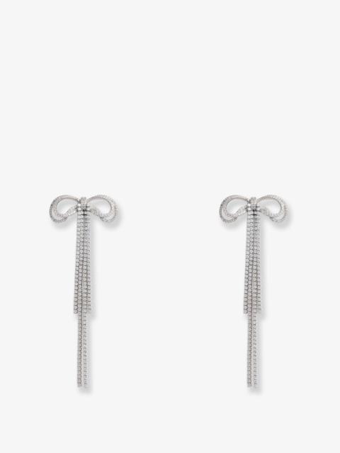 self-portrait Self-Portrait Double Crystal Bow Earrings Silver