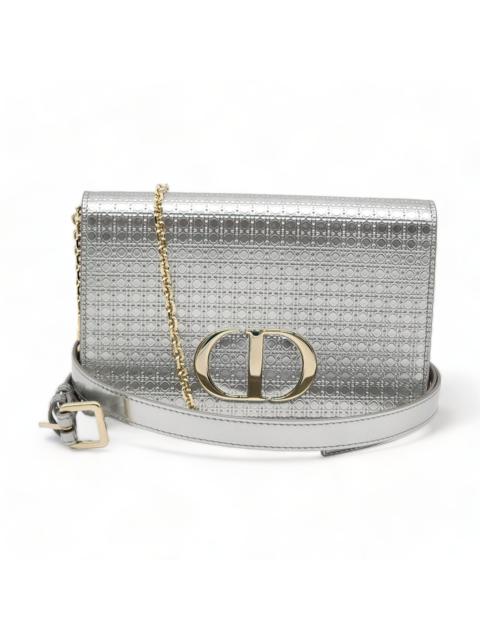 Dior Metallic Patent Micro-Cannage 30 Montaigne Convertible Bag Silver