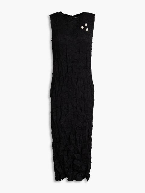 JW Anderson Embellished crinkled satin midi dress