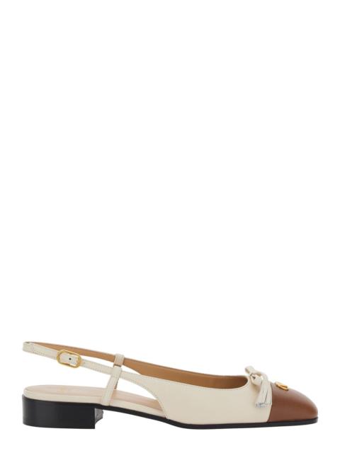 Valentino Valentino Garavani 'Valet Du Roi' White Ballet Flats With Vlogo Plaque On The Front And Adjustable L