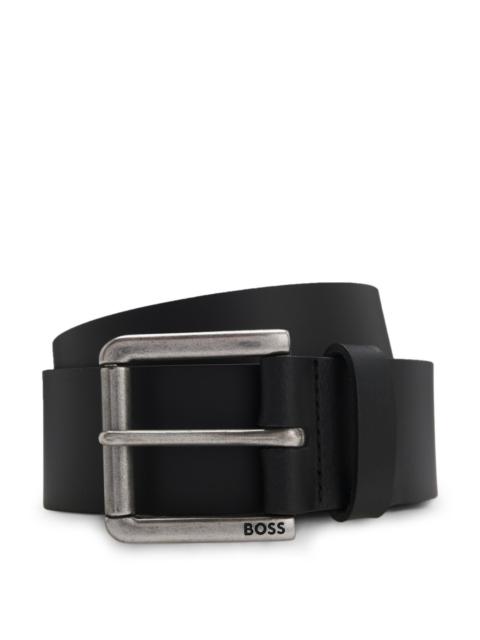 BOSS LEATHER BELT WITH BRANDED PIN BUCKLE