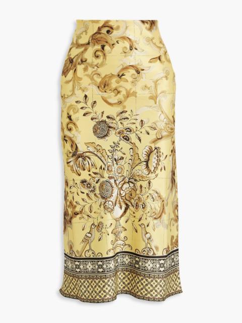 Alice + Olivia Maeve printed satin midi skirt