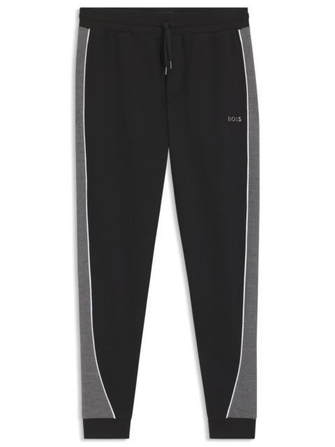 BOSS CONTRAST-PIPING TRACKSUIT BOTTOMS IN A COTTON BLEND