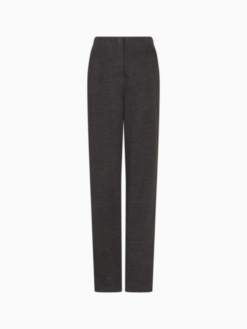 GIORGIO ARMANI LINEN AND VISCOSE JERSEY STRAIGHT TROUSERS