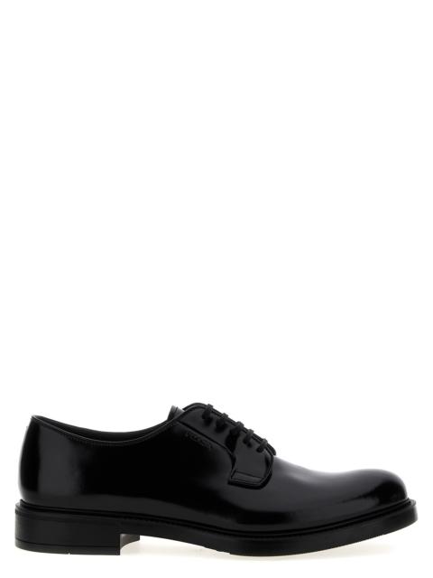 Prada Prada Men Brushed Leather Lace-Up Shoes