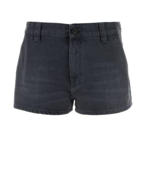 Miu Miu Woman Dark Grey Drill Shorts