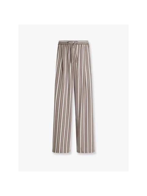 Dolce & Gabbana DOLCE & GABBANA Brown Striped Vanity Cotton Blend Trousers N