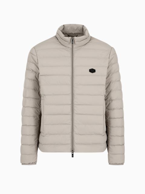 EMPORIO ARMANI Quilted nylon full-zip down jacket with eagle logo patch