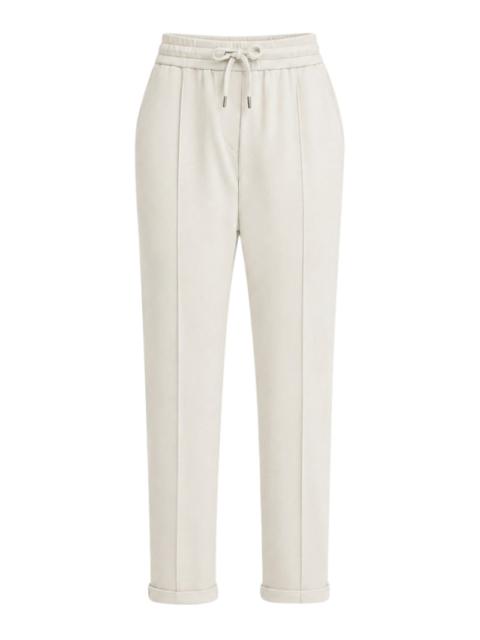 Brunello Cucinelli Brunello Cucinelli Women Lightweight Stretch Cotton Fleece Track Pants With Embellishment