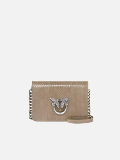 PINKO PINKO GALLERIA MINI LOVE BAG CROSSBODY BAG IN SHINY REPTILE SKIN