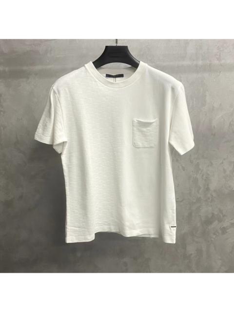 Louis Vuitton Louis Vuitton White Short-Sleeve T-Shirt with Allover Monogram Checkerboard Pattern