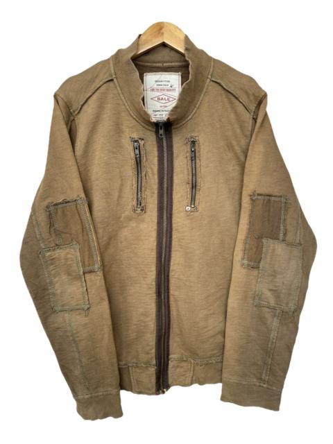 Archival Clothing - Ball Japan Patchwork Zipper Distressed Brown Sweater
