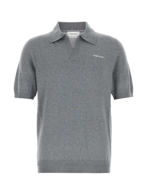 Alexander McQueen Alexander Mcqueen Men Grey Wool Polo Shirt