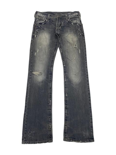 Other Designers Archival Clothing - TAKA:Q JAPAN THRASHED DISTRESSED DENIM JEANS ZIPPED POCKET