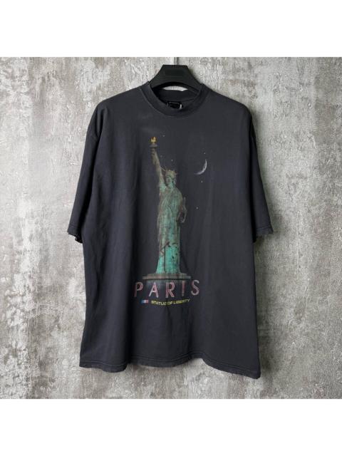 BALENCIAGA Balenciaga Statue of Liberty Print Distressed Short-Sleeve T-Shirt