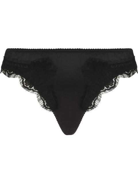 Dolce & Gabbana lace-trim satin thong