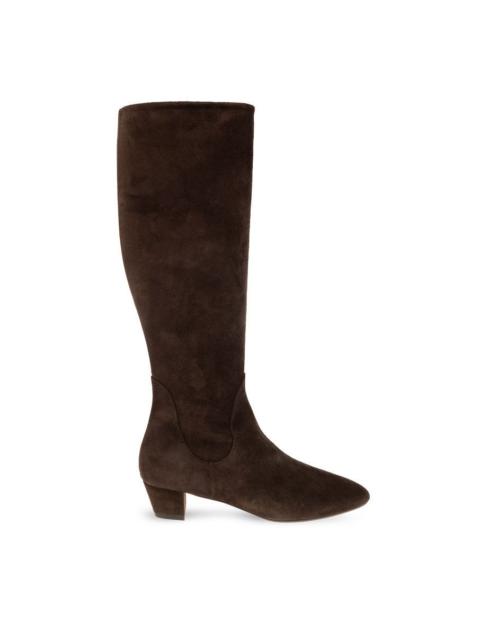 Aeyde AEYDE Yana Moka Brown Suede Knee 45mm High Boots New & Authe