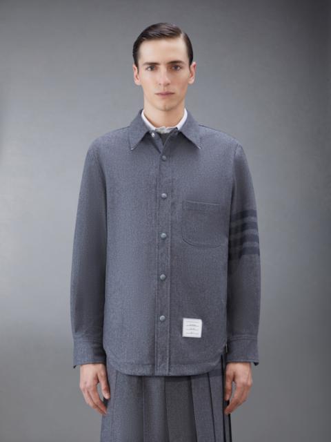 Thom Browne Medium Grey Wool Cashmere Flannel Tonal 4-Bar Shirt Jacket