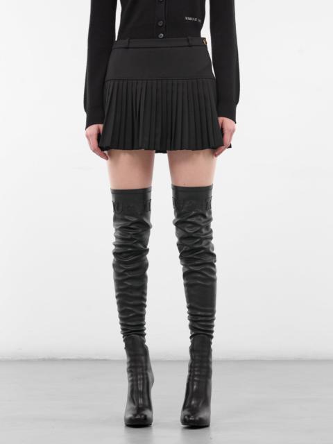 Marine Serre Black Wool Pleated Mini Skirt