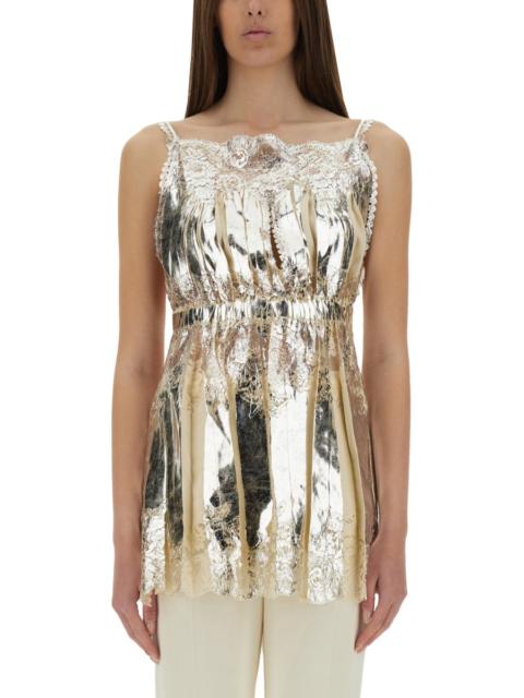 rabanne Rabanne Women Laminated Pleated Satin Top