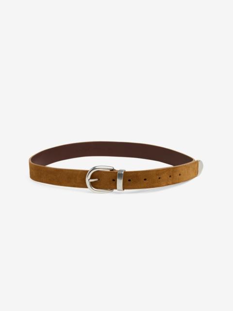 7 For All Mankind Western Italian Suede Belt in Beige