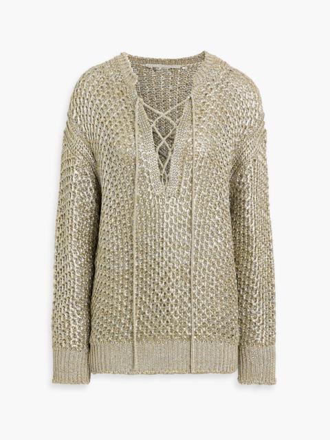 Stella McCartney Lace-up metallic cotton-blend sweater