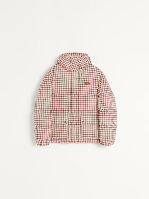 NYLON HOODED DOWN JACKET WITH VLOGO PATCH