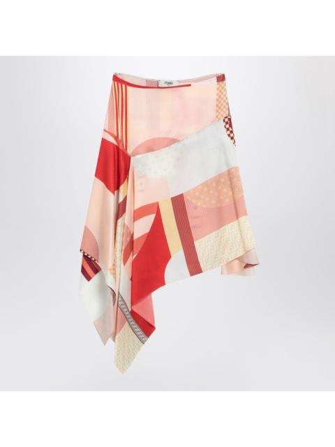 FENDI Fendi Pink Silk Skirt With Patchwork Print Women