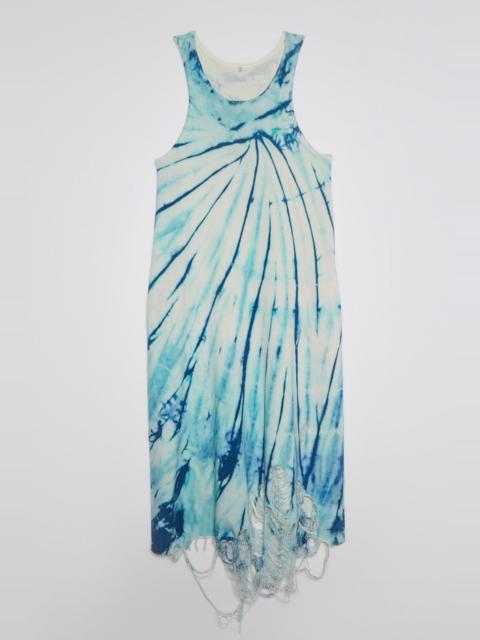 R13 DESTROYED KNIT TANK DRESS - BLUE TIE-DYE