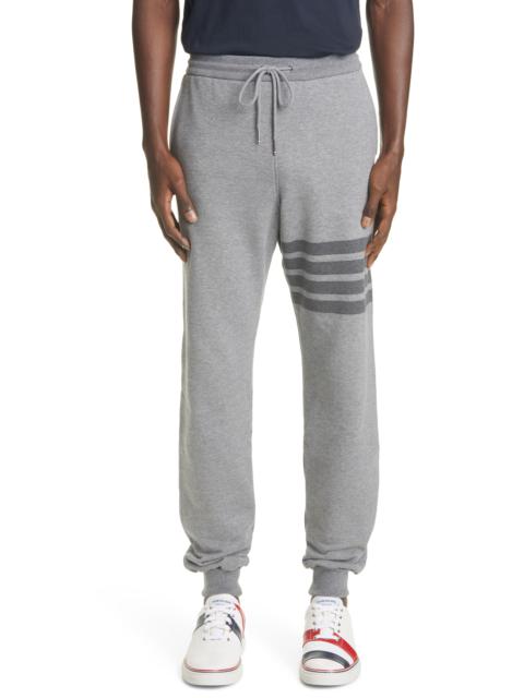Thom Browne Thom Browne Tonal 4-Bar Cotton Joggers in Med Grey at Nordstrom