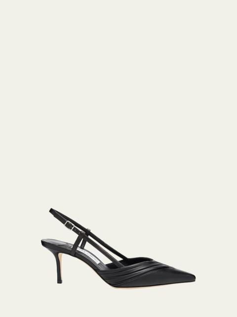 JIMMY CHOO Afia 65 Leather Slingback Pumps