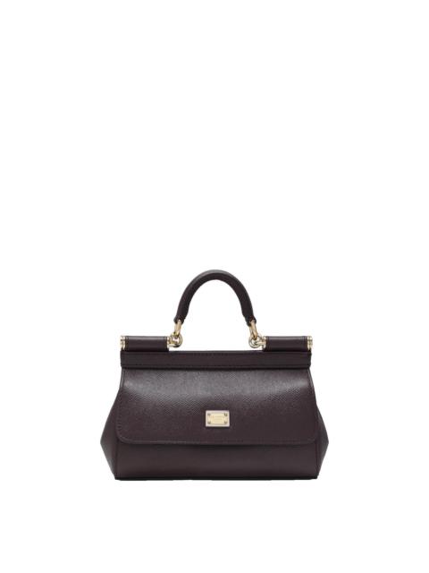 Dolce & Gabbana DOLCE & GABBANA Sicily Small Wine Leather Top Handle Bag New