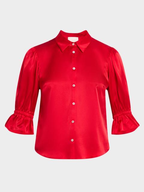 Cinq à Sept Fiona Silk Satin Short-Sleeve Top