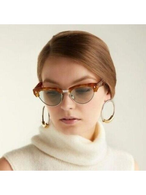 CELINE NEW Celine CL40059U 18N Shiny Rhodium Havana Green Women Cat Eye Sunglasses