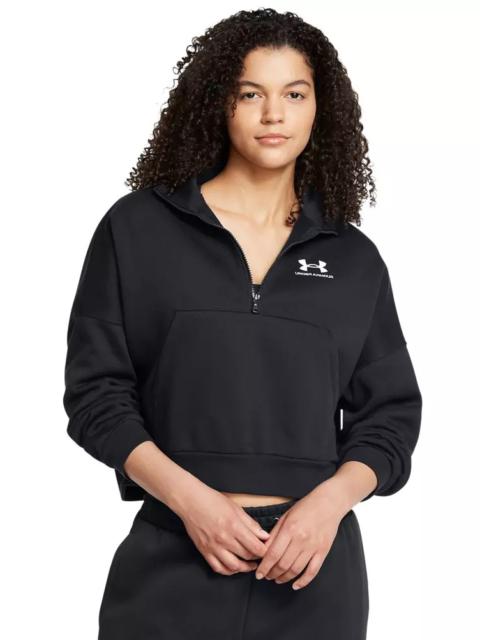 Under Armour Women's UA Icon Fleece Oversized 1/2 Zip - Black/White