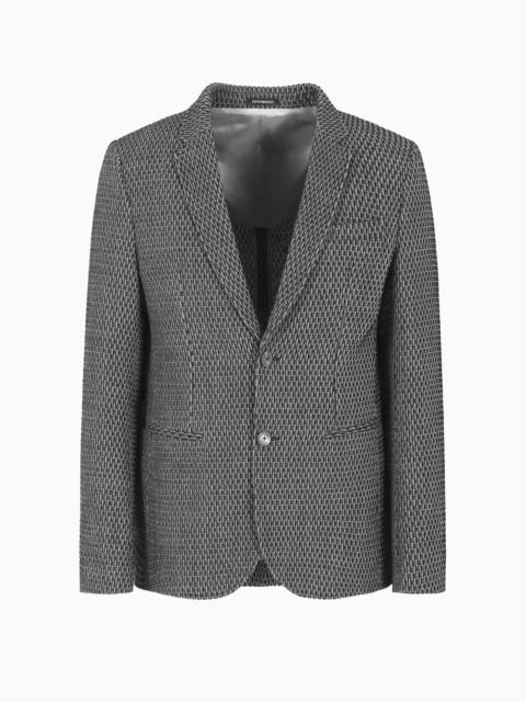EMPORIO ARMANI ICON ARMURE VIRGIN WOOL SINGLE-BREASTED JACKET