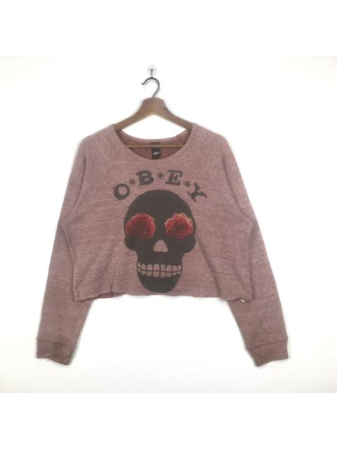 Other Designers Vintage - Vintage Obey Womens Crop Top Sweatshirt Big Logo