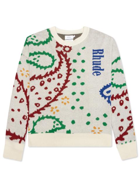 RHUDE RHUDE MULTI COLOR BANDANA CREW - CREME/MULTI