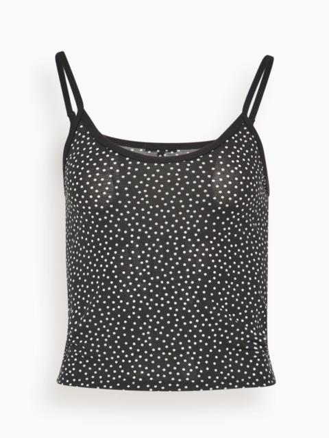 R13 Cami Tee in Ecru Mini Polkadot on Black