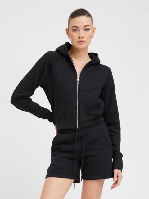 SPRWMN BLACK SHRUNKEN ZIP UP HOODIE