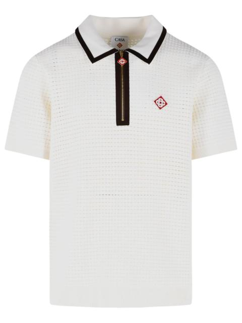 CASABLANCA Casablanca 'Waffle Stitch' White Wool Polo Shirt Men