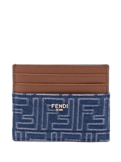 FENDI Fendi Men Leather And Denim-Effect Ff Jacquard Card Holder
