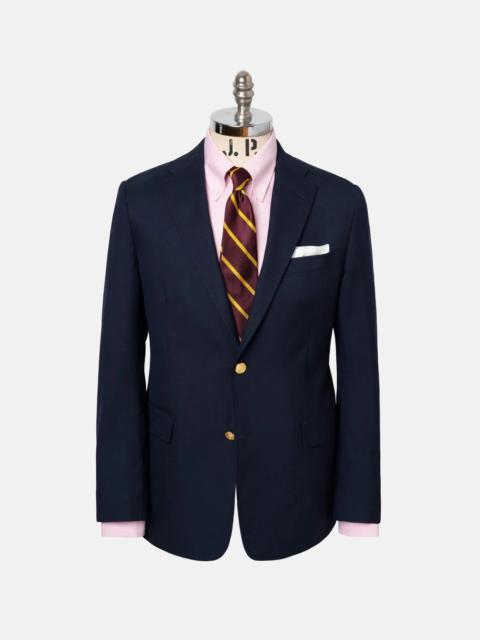 J. PRESS MADE-IN-USA TWO-BUTTON DARTED SOLID NAVY TROPICAL WOOL BLAZER