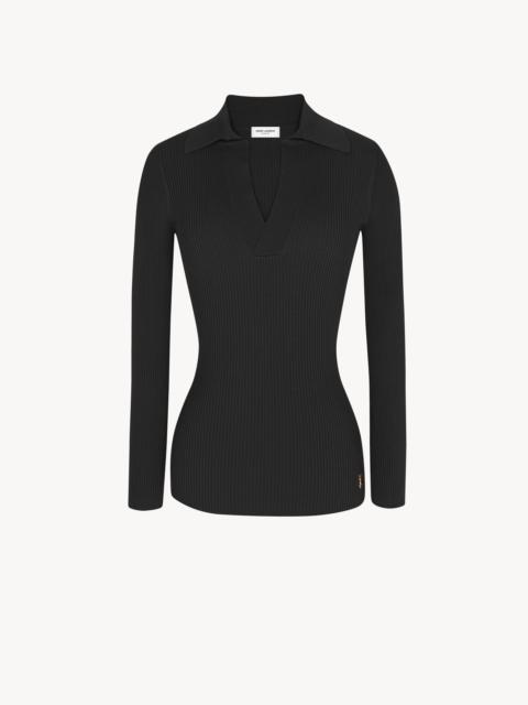 SAINT LAURENT monogram top in ribbed crepe viscose