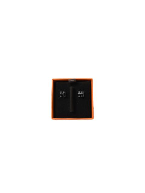 Hermès Hermes Mini Pop H Earrings Palladium Hardware Blac