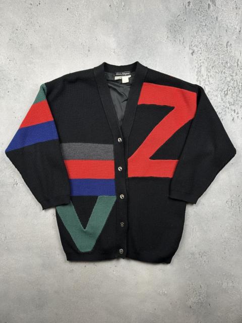 FERRAGAMO Salvatore Ferragamo Geometric Wool Cardigan Archive Italy